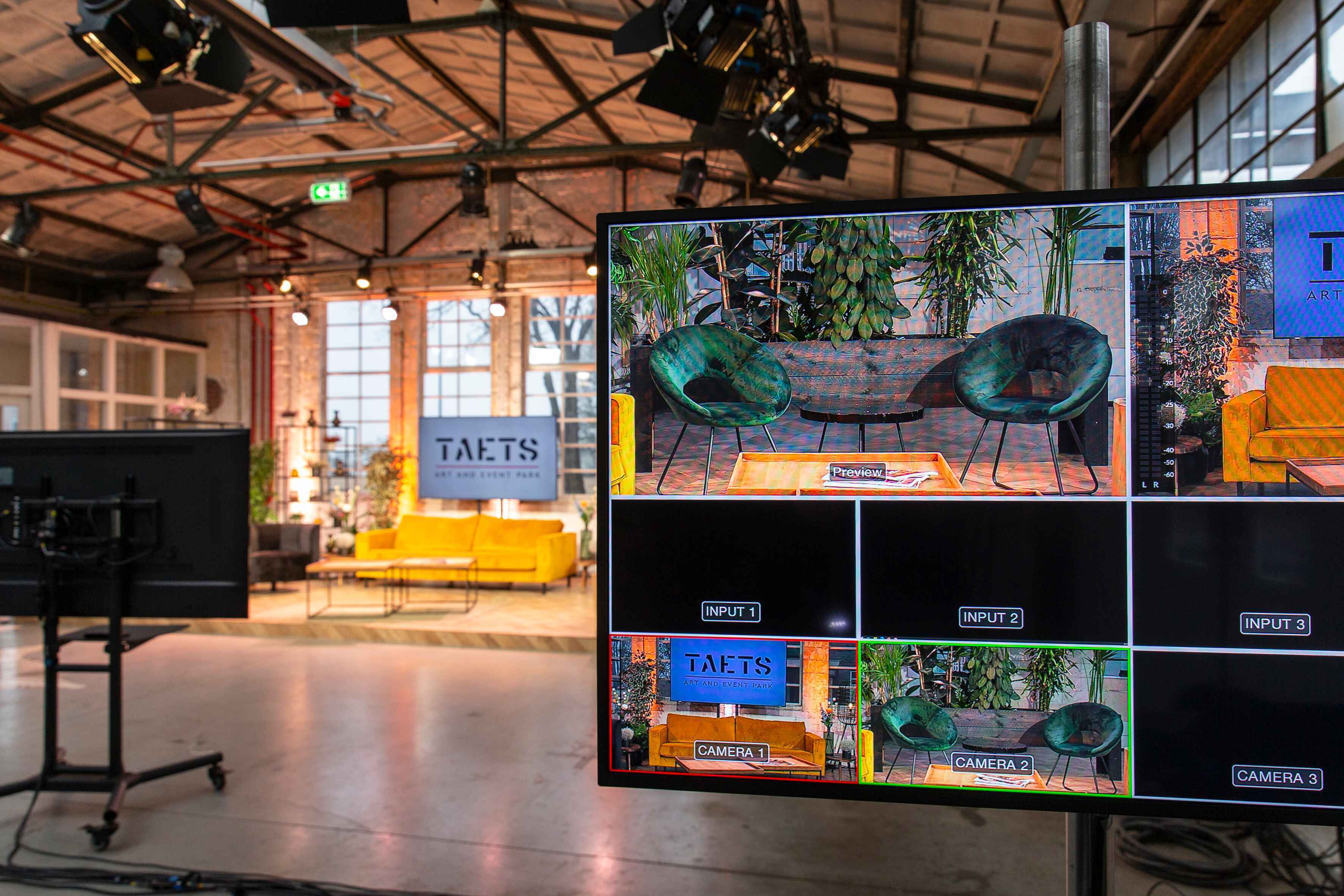 Hybrid and online event setup at Taets Art and Event Park near Amsterdam and Zaandam, with advanced technology and livestream capabilities.