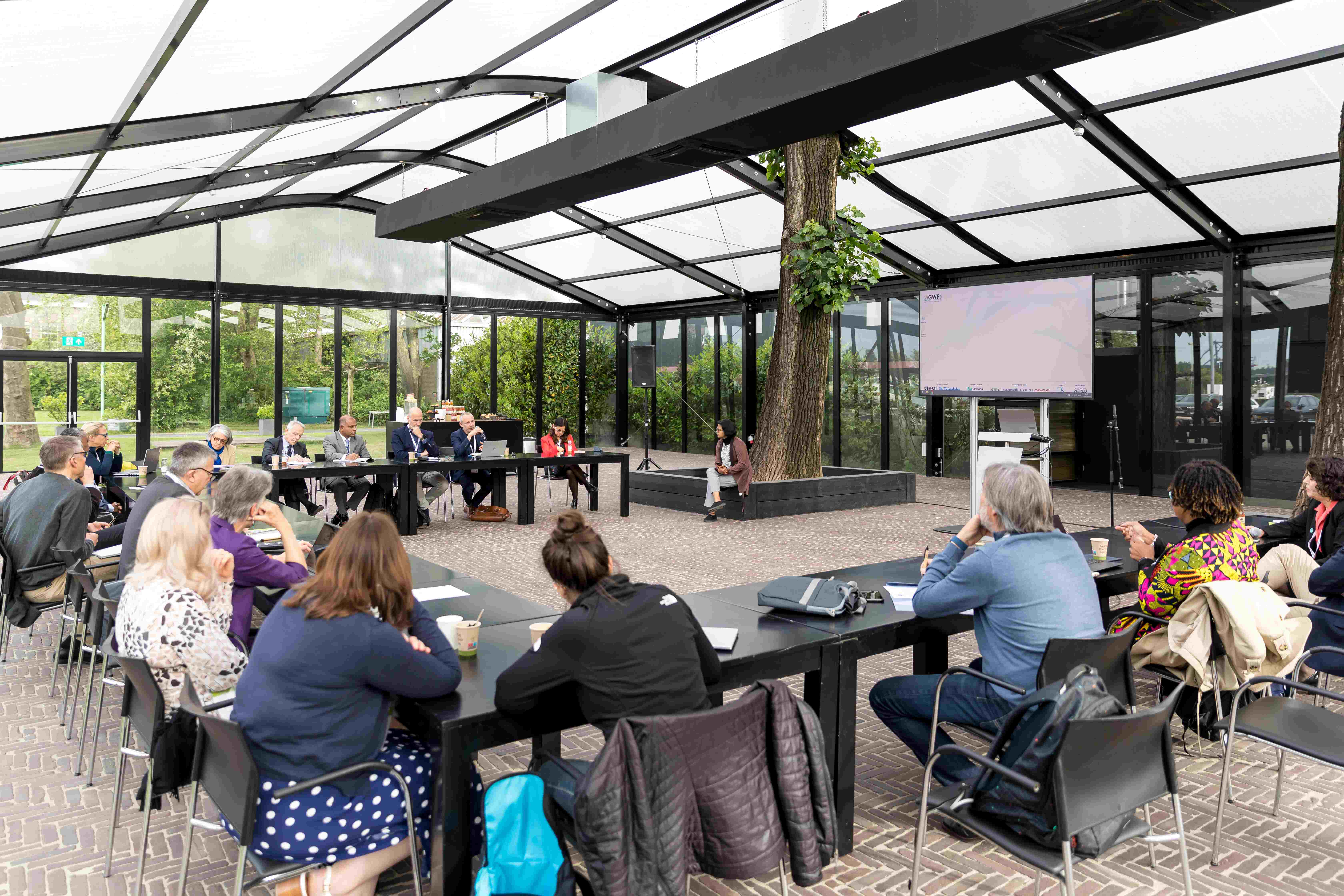 Professional meeting setup at Taets Art and Event Park near Amsterdam and Zaandam, featuring modern equipment and spacious seating.