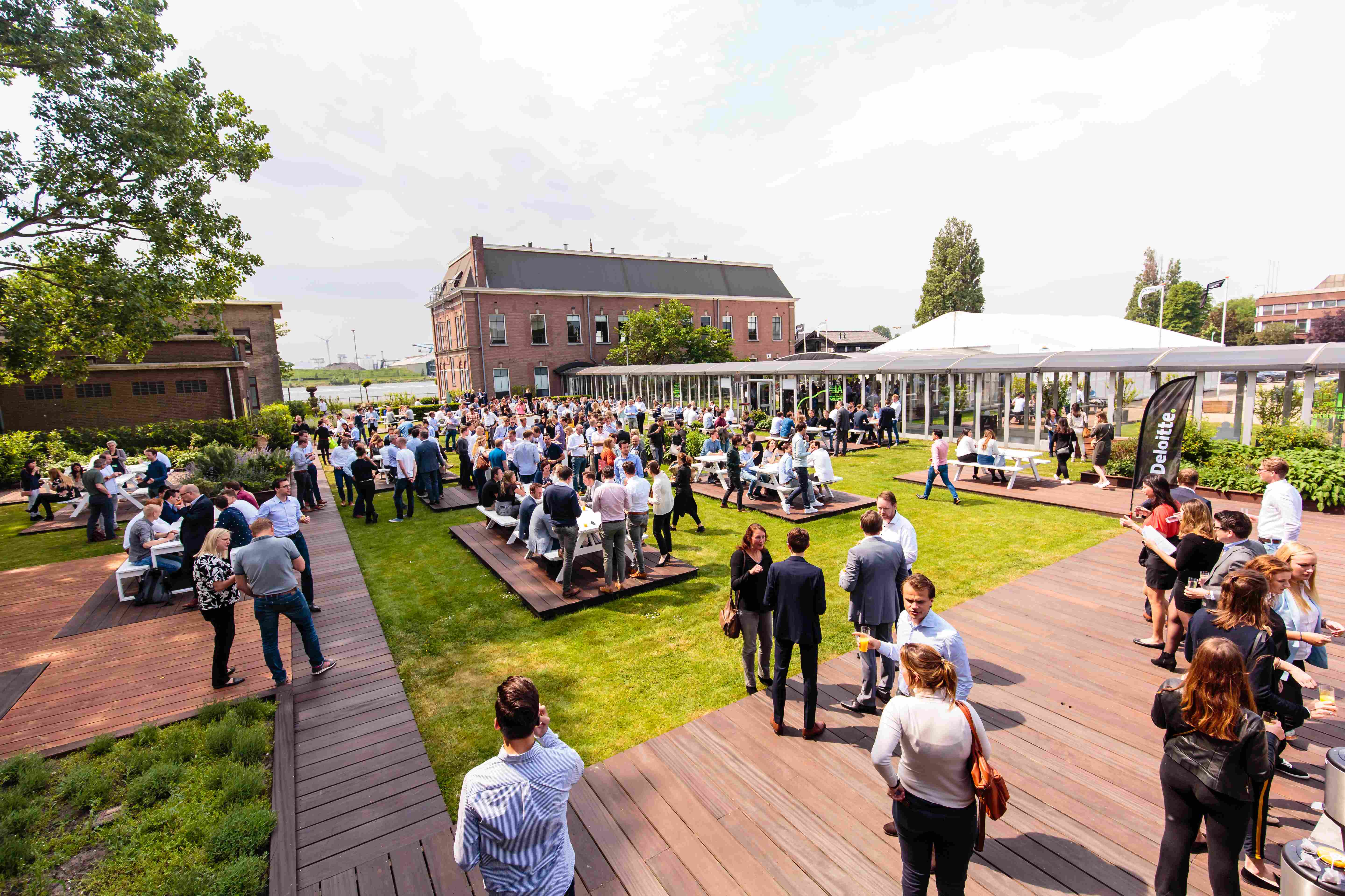 Office party venue at Taets Art and Event Park near Amsterdam and Zaandam, with stylish decor, entertainment spaces, and scenic surroundings.