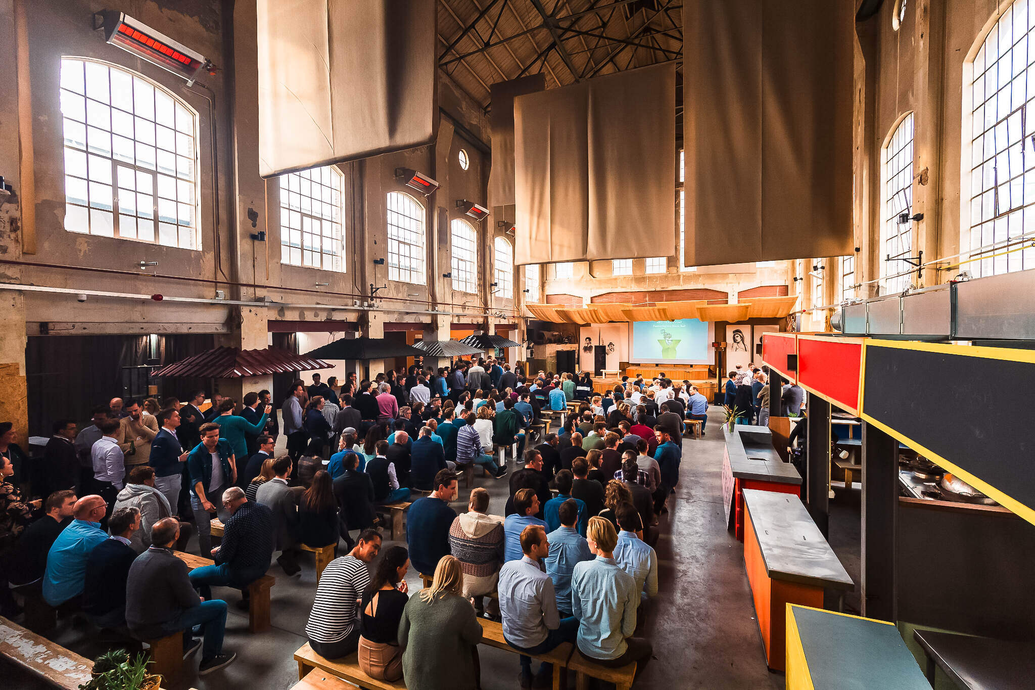 The Cathedral - picnic setting 1 "Yada Yada event space at Taets Art and Event Park in Amsterdam and Zaandam, an industrial venue perfect for weddings, conferences, dinners, dance events, and more, set in a historic munitions factory."