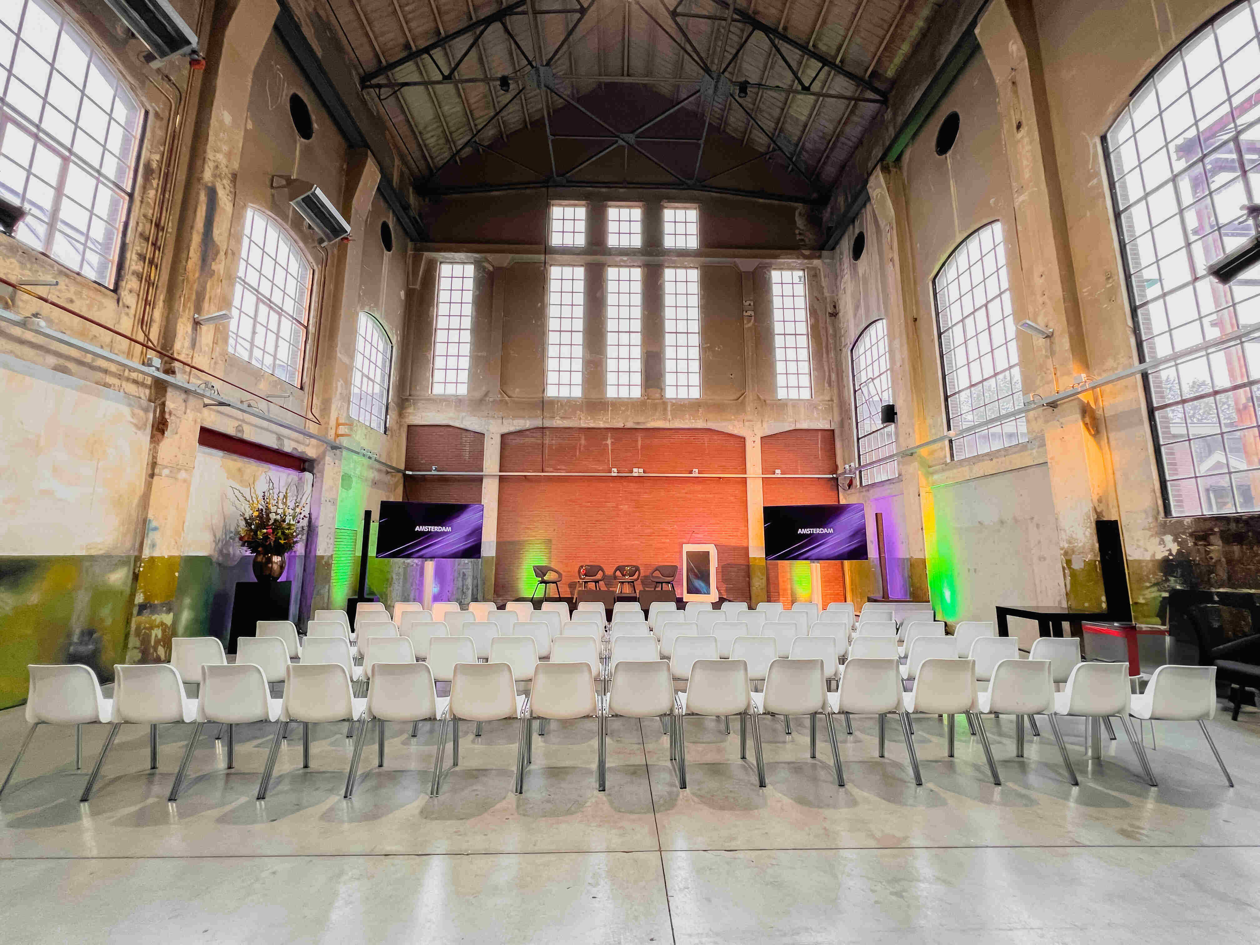 The Cathedral - plenary setting "Yada Yada event space at Taets Art and Event Park in Amsterdam and Zaandam, an industrial venue perfect for weddings, conferences, dinners, dance events, and more, set in a historic munitions factory."
